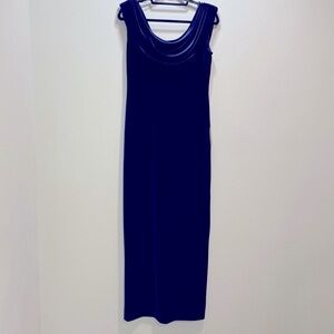 Alex Evenings velvet sleeveless maxi dress‎ navy blue style 9558